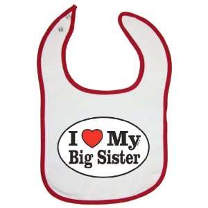  So Relative Red Piping Terry Cloth Baby Bib   I Love My 