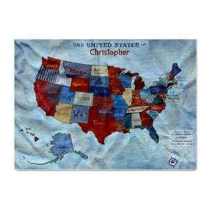  Kidlandia World Maps Blanket, USA Blue Patchwork