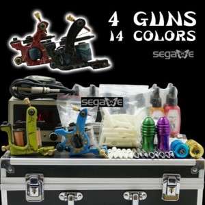Tattoo Kit Top 4 Gun Tube 50 Needles 15 color Ink Tip B  