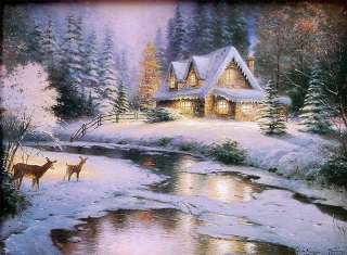 Deer Creek Cottage 9x12 Framed Classic Edition Thomas Kinkade Canvas 