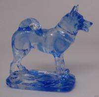 Free Form Crystal Cobalt Blue Husky Dog Figurine Boxed  