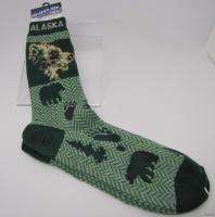 New Alaska Alaskan Adult MEN Mens Bear Green Socks 8 11  