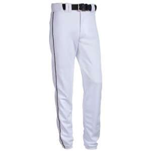 Relaxed Long 17 Oz. Piped Polyester Baseball Pants 54 WHITE/BLACK YXL 