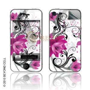  White with Pink Lotus Floral Flowers Black Vines Design 