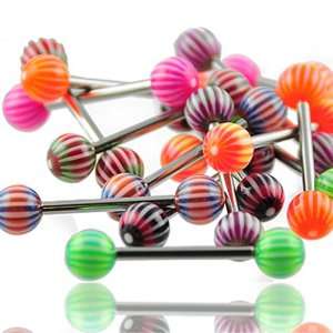   Pieces of UV Straight Tongue Barbell with Versicolor Stripel Jewelry