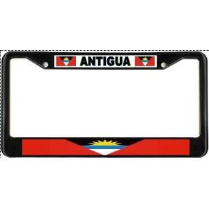  Antigua Barbuda Flag Black License Plate Frame Metal 