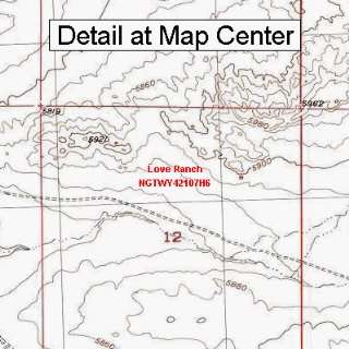 USGS Topographic Quadrangle Map   Love Ranch, Wyoming (Folded 
