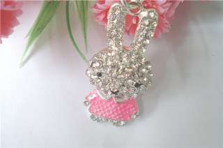 C4511 New Fashion Jewelry Womens Crystal Rabbit Necklace Chain pink 