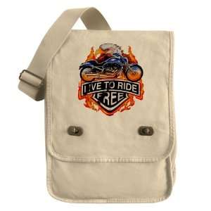   Bag Khaki Live To Ride Free Eagle and Motorcycle 