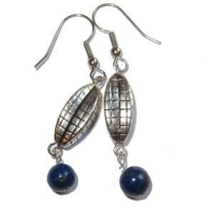 Lapis Earrings 02 Silver Accent Bead Blue Orb Crystal Healing Stone 2 
