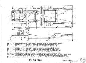 1964 Ford Falcon NOS Frame Dimensions Alignment Specs  