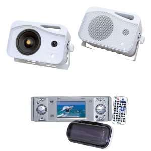 Pyle Marine Radio and Speaker Package   PLDMR3U In Dash Marine CD/DVD 
