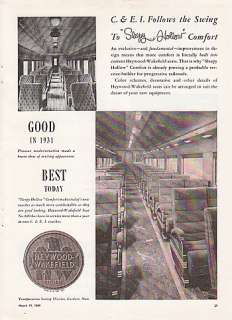   Wakefield Ad C&EI Chicago & Eastern Illinois Railroad Coaches  
