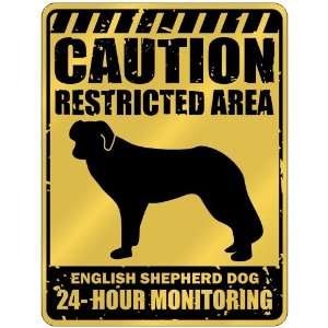  New  Caution  Restricted Area . English Shepherd Dog 