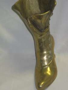 Large 9 Tall Solid Brass Victorian Boot Vase Korea  