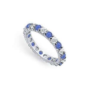   and Blue Sapphire Eternity Band  Platinum 2.00 CT TGW Jewelry