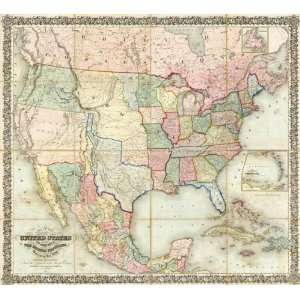  Map of The United States of America, 1848 Arts, Crafts 