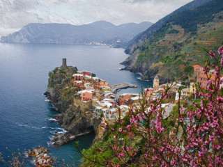 SALE Tuscany Italy ART Vernazza Cliffs Italian PAINTING  