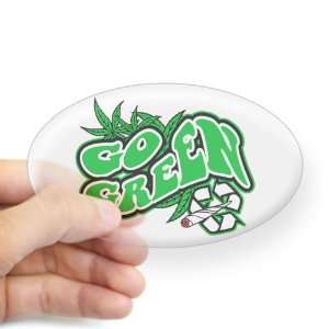  Sticker Clear (Oval) Marijuana Go Green 