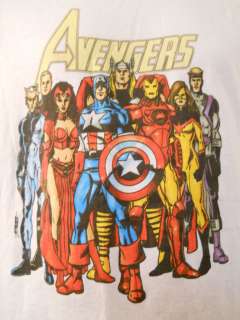 Marvel Avengers Comic Book Super Heroes White Tee Shirt L Iron Man 