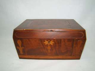 19thC Antique MARQUETRY INLAY Old WOOD Victorian Dresser BOX  
