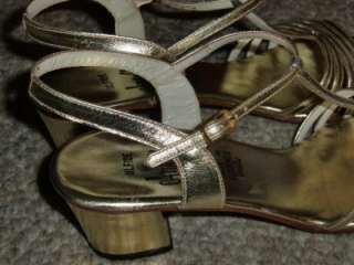 GORGEOUS AMALFI BY RANGONI WOMEN GOLD ALL LEATHER SANDALS SZ 8 N MADE 