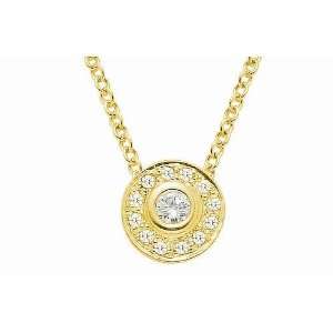  Shaped Solitaire Pendant, Enhanced with Bezel and Pave Set Diamonds 