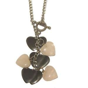 Hematite Necklace 05 Rose Quartz Heart Dangle Chain Crystal Stone 18