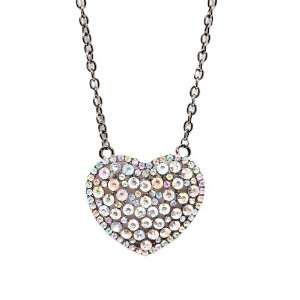  Hematite and Multicolor Rhinestone Heart Necklace Jewelry