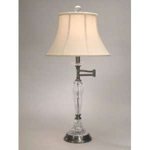   Arm Table Lamp in Crystal and Dark Antique Brass