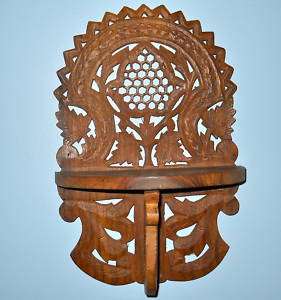 EXOTIC INDIAN INDIA ASIAN HAND CARVED WOOD FLORAL BRACKET CORBEL WALL 