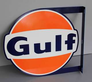 GULF OIL FLANGE SIGN Diecut Gas Oil reissue  