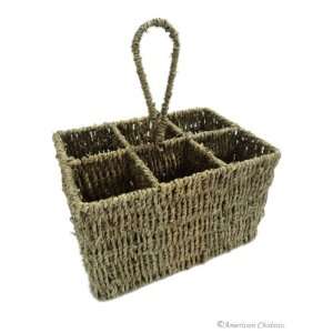  Sea Grass Utensil Basket Holder Caddy with Handle
