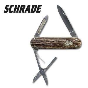 Schrade Folding Knife Gents Stag Money Clip  Sports 