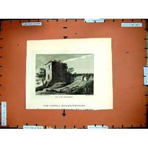  1786 View Uske Castle Monmouthshire Ruins Wales Print 