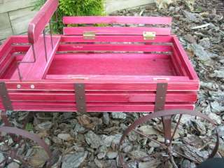 RED AMISH COUNTRY ROLLING WAGON PLANTER ~NEW  