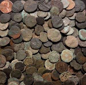   Uncleaned Roman Coins circa 300 AD. Budget Grade. Price per Coin