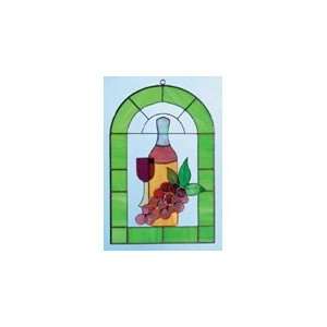   Gallery Art Glass Red Wine and Grapes 3 D Windows