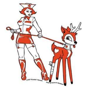  Charm School Art   Nurse and Deer   Sticker / Decal 