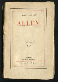 Allen 1929 Valery Larbaud NRF Librairie Gallimard PB  