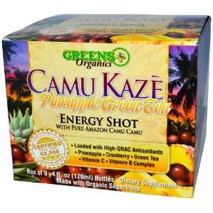 Camu Kaze, Energy Shot, Pineapple Green Tea, 9 Bottles, 4 fl oz (120 m