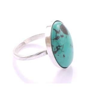  Hanfords of London Turquoise & Silver Handmade Ring (Size 