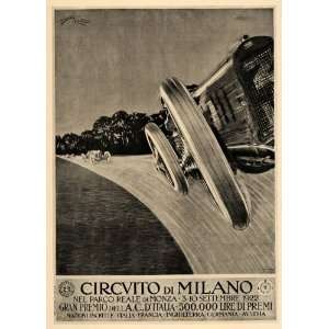  1926 Circuito di Milano Automobile Car Race Italy Print 