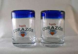 NEW SET OF 2 CORAZON TEQUILA HAND BLOWN SHOT GLASSES  