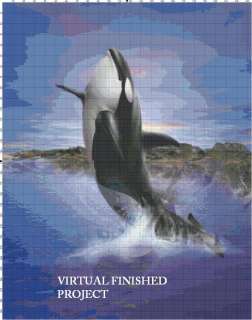 Breaching Orca Cross Stitch Pattern Whales Dolphins TBB  