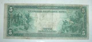 Old US Large Size Currency Series 1914 New York Five Dollar Federal 