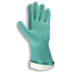Standard Unsupported Green Nitrile 15 mil Flock Lined Gloves (QTY/12)