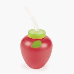  New York Apple Shaped Cups With Straw (1 dz) Toys & Games