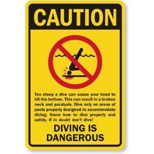  Caution Diving Is Dangerous (With Graphic) Plastic Sign 