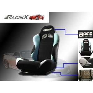  Black with Baby Blue Universal Racing Seats   Pair 